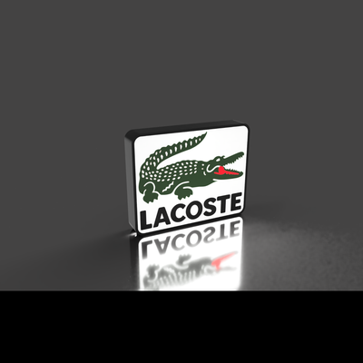 lacoste klassisch logo led licht box lampe by superiororganisersolutions haushalt dekor 3d print model - Mito3D