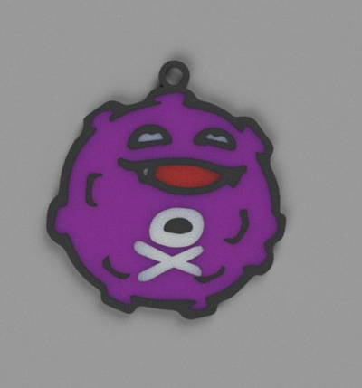 porte clés koffing pokémon thème by alexandre passion 3d imprimante accessoires clé chaveiro portachaves koffings 3d print model - Mito3D