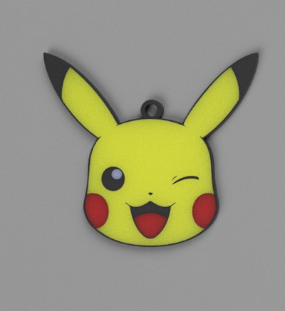 porte clés pikachu visage pokémon thème by alexandre passion 3d imprimante accessoires chaveiro clé portachaves 3d print model - Mito3D