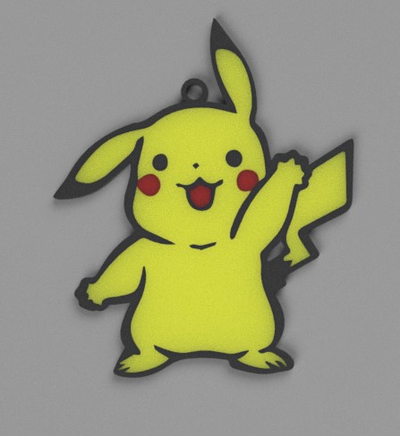 chaveiro pikachu pokémon tema by alexandre paixao 3d impressora acessórios chave portachaves 3d print model - Mito3D