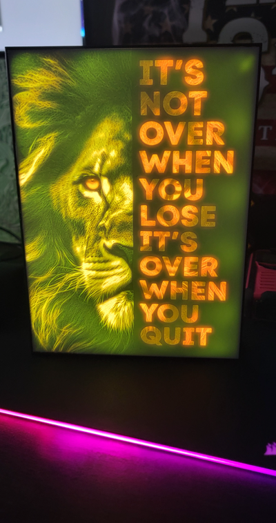 lion inspirational quote colorlitho lightbox by cruizincris2006 generative 3d model hueforge & lithophane quitter inspiration lose quit up 3d print model - Mito3D