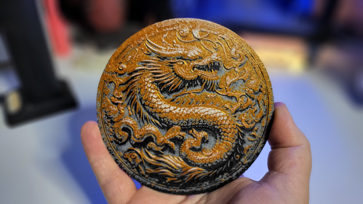 dragon emblem by art generative 3d model hueforge & lithophane hue forge decorative home house 3d print model - Mito3D