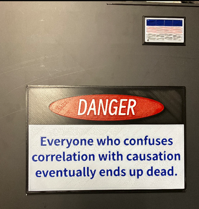 danger sign who confuses correlation causation eventually ends up dead by minnim generative 3d model my wisdom plate 3d print model - Mito3D