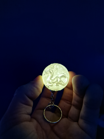 dragon moon litho keychain by kz3ddd generative 3d model hueforge & lithophane litofania 2d art llavero year of 3d print model - Mito3D