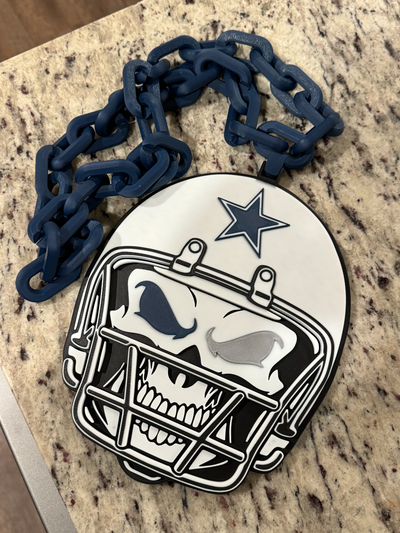 cowboys skull chain logo by berryblk fashion jewelry nfl football helmet necklace 3d print model - Mito3D