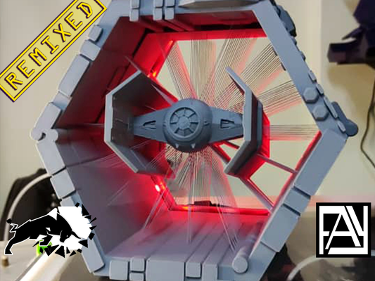 suspended tie fighter v2 led strips remixed by fay3dlab miniatures starwars star wars suspend figther tie-advance x1 darthvader empire 3d print model - Mito3D