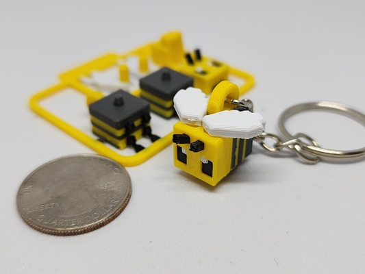 minecraft-inspired bee mini figure kit keychain ornament by chiz m toys & games card minecraft keyring figures 3d print model - Mito3D