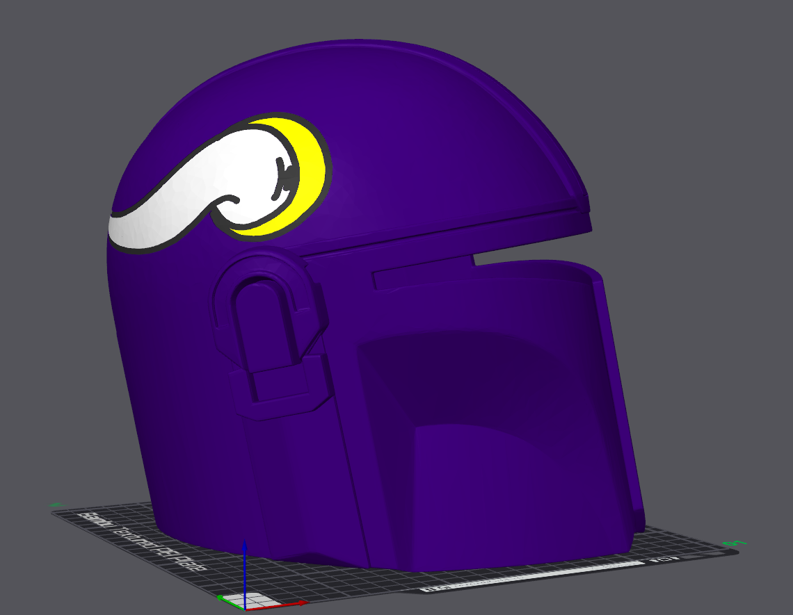 minnesota vikings mandaloriano capacete remixado by fumante adereços cosplays máscaras capacetes futebol nfl mando viking guerra estrelas 3D print model - Mito3D