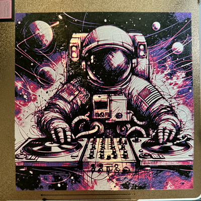 astronaut dj 2d art - hueforge by turbospeed hue forge wall space music painting retro 3d print model - Mito3D