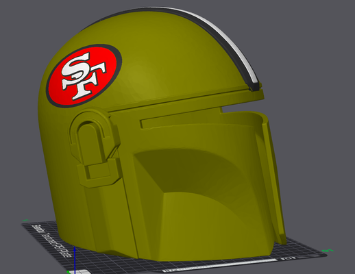 san francisco 49ers mandaloriano capacete remixado by fumante adereços cosplays máscaras capacetes futebol nfl mando guerra estrelas 3d print model - Mito3D