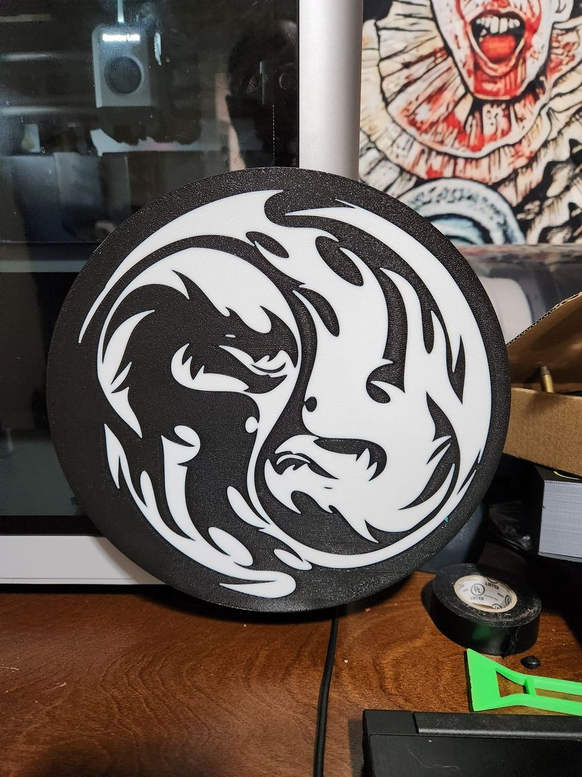 yin yang dragones ligero caja by bromigo77 arte señales logos continuar led logo firmar pared ligera 3D print model - Mito3D