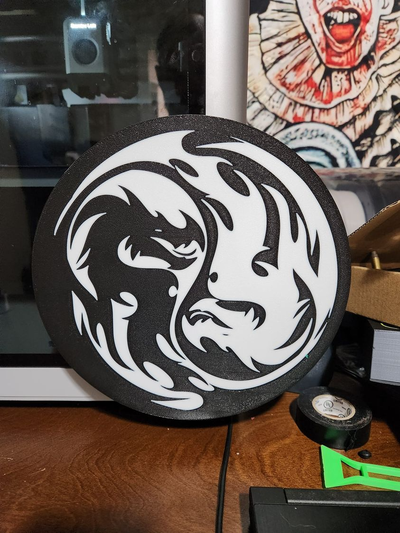 yin yang dragones ligero caja by bromigo77 arte señales logos continuar led logo firmar pared ligera 3d print model - Mito3D