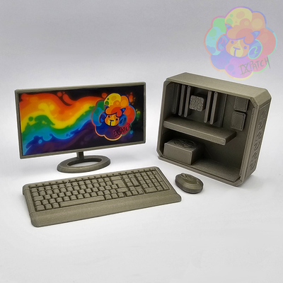 tiny pc sliding panel monitor keyboard mouse by ixpatch toys & games office desktop gaming furniture miniature stem computer gadget dollhouse gpu doll barbie work ram workstation cpu technology graphicscard components 3d print model - Mito3D
