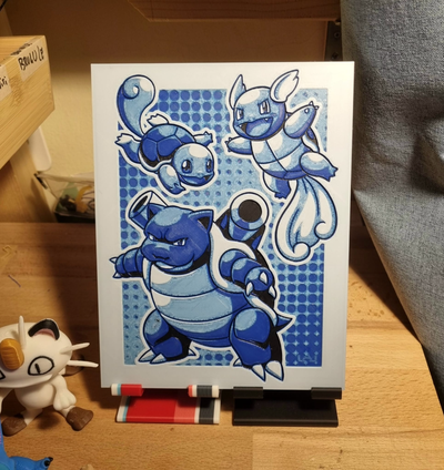 esquilo evolução retrato forja chapéus by simi generativo 3d modelo litofano 2d arte 2024 pokémon matiz wartortle blastoise azul presente 3d print model - Mito3D