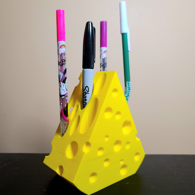 cheezy pen holder - shhh about cheese heads read description by makers mashup tools organizers pencil pencilholder desk accessory accessories 3d 3dmodel 3d print model - Mito3D