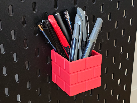 super mario brick container pencil holder ikea skadis by au3d tools organizers ikeaskadis pencilholder brush brushholder bruchcontainer pegboard supermario 3d print model - Mito3D