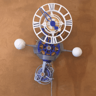triaxial motorizado by mcmaven educación ingenieria reloj aparato relojería complicación escape funcional engranaje engranajes mecánico mecanismo movimiento cuarzo tourbillon 3d print model - Mito3D