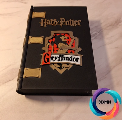 harry potter book box gryffindor by 3dmn props & cosplays storage ams multicolor magic wizard fun cool practical hogwarts 3d print model - Mito3D