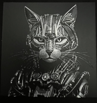 cyber cats - hueforge by donmatis art signs & logos cat 3d print model - Mito3D