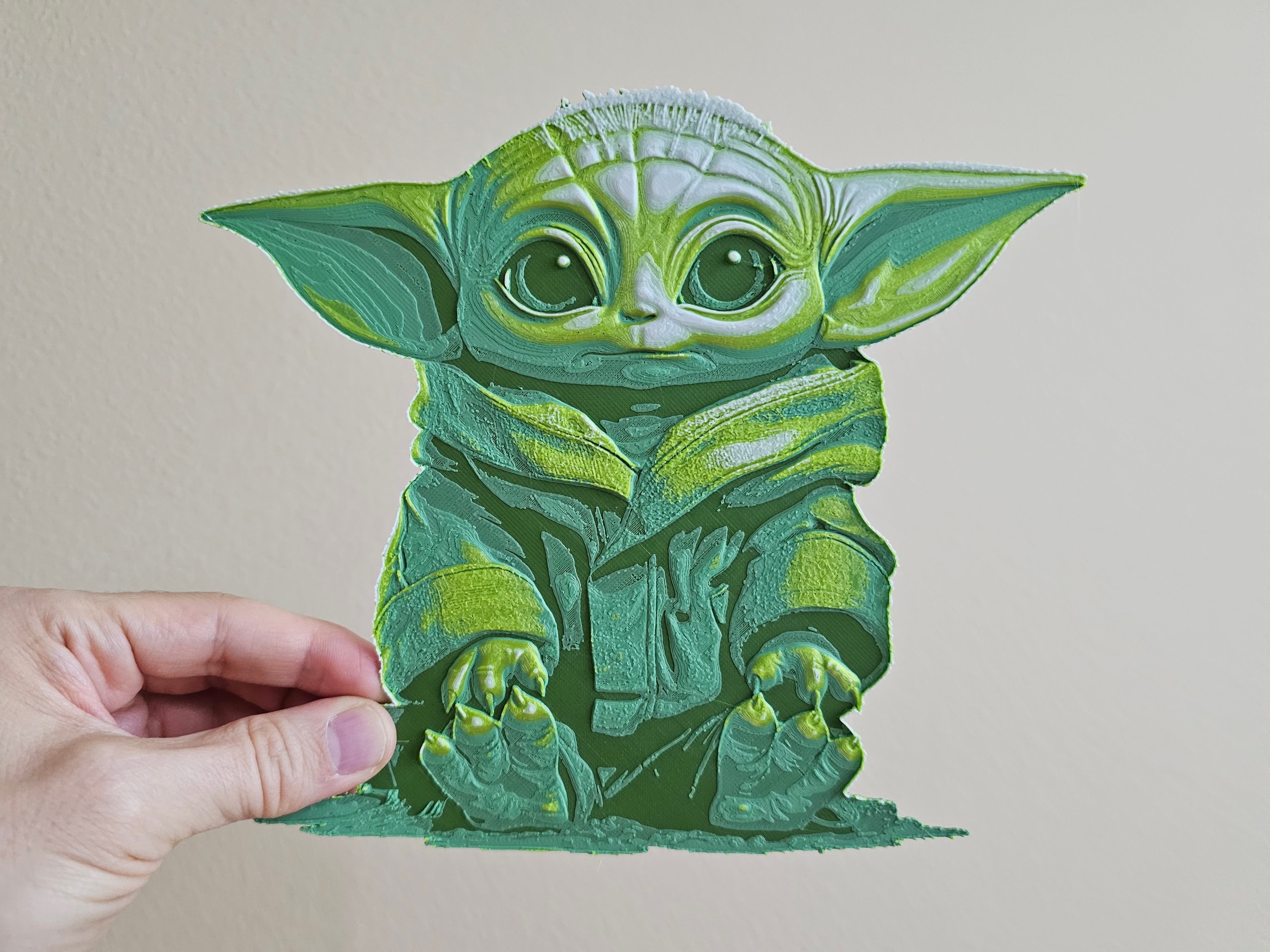 estrella guerras inspirado bebé yoda jedi formación forja sombreros amarillo by chris pirillo arte 2d guerra galaxias ai niño mural babyyoda mitad camino aiarte 3D print model - Mito3D