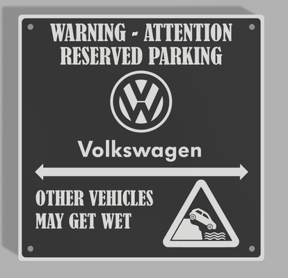 volkswagen parkingsign by 3dprintwolf art signs & logos logo sign signmaker funnysign warningsign warningsigns playtoz 3d print model - Mito3D