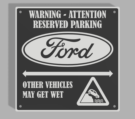 ford parkingsign v2 by 3dprintwolf art signs & logos signmaker sign funnysign playtoz fordloge logo warningsign warningsigns 3d print model - Mito3D