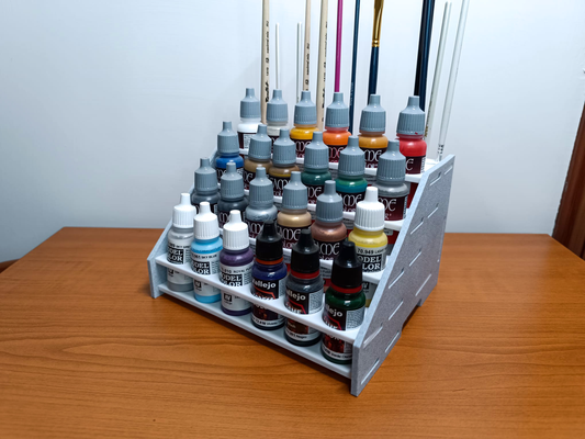 large rack vallejo army painter brushes remixed by frank3d tools organizers brush holder acrylic paint color ak tamiya greenstuffworld miniature miniatures organizer dispencer bottle drawer art 3d print model - Mito3D