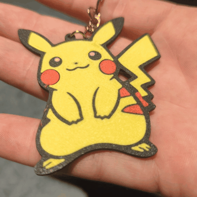 pikachu keychain remixed by toysbythomas art signs & logos pokemon easy pokeball pika ams fast 3d print model - Mito3D