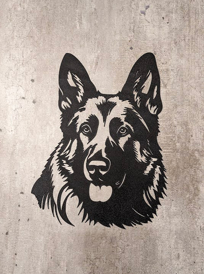 2d allemand berger mur art by angry p1p chien ami mural 2dart nature animal 3d print model - Mito3D