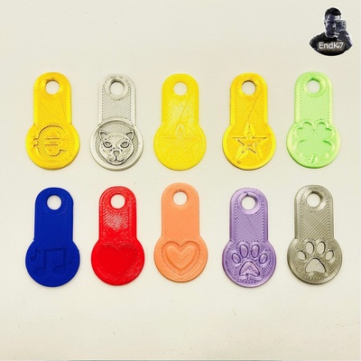 shopping card chip keychain - token coin 10 variations by endk7designs tools hand cat dog euro heart music paw shamrock shoppingcart shoppingcartcoin shoppingtoken shoppingtrolley shoppingtrolleycoin star 3d print model - Mito3D