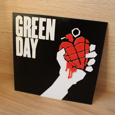 verde giorno americano idiota album arte by thecreativelily passatempo fai musica punk billie joe ams 3d print model - Mito3D