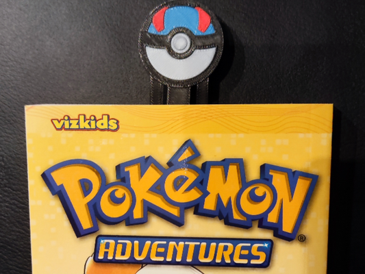 bookmark superball by chipotle household office pokemon pokeball catch blue red book read reading black white 3d print model - Mito3D