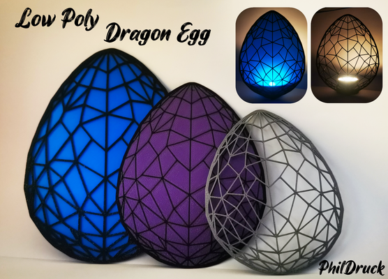 poli drago uovo multiple versioni by phildruck arte 2d decorazione deco dekoration deko colorato ams luce lampada ombra 3d print model - Mito3D