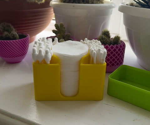 dikdörtgen ayakta durmak pamuk tomurcuklar diskler by ruvim kub araçlar organizatörler banyo 3d print model - Mito3D