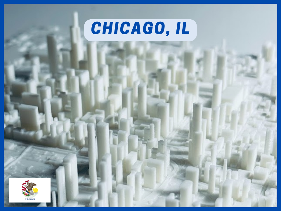 chicago minuscolo 3d città by 3dfolio miniature architettura miniatura fuga paesaggio urbano zona illinois topografia topo carta geografica terreno topografico 3D print model - Mito3D