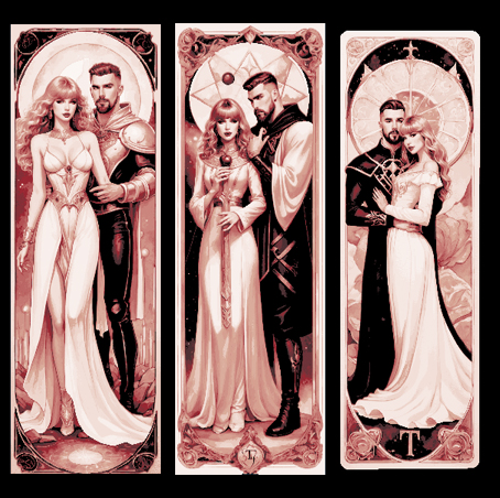 major arcane tarot card lovers -fan art taylor swift & travis kelce -3 bookmarks -12th in series by mclanesmemories 2d mark marker book bookmark hueforge swifty swiftie pair 3D print model - Mito3D