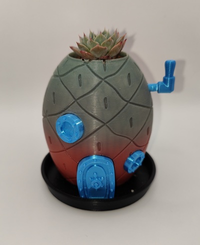 agua bandeja bob esponja piña casa plantador remezclado by jaguar jardín plantas salsas vegetales pantalones cuadrados 3d print model - Mito3D