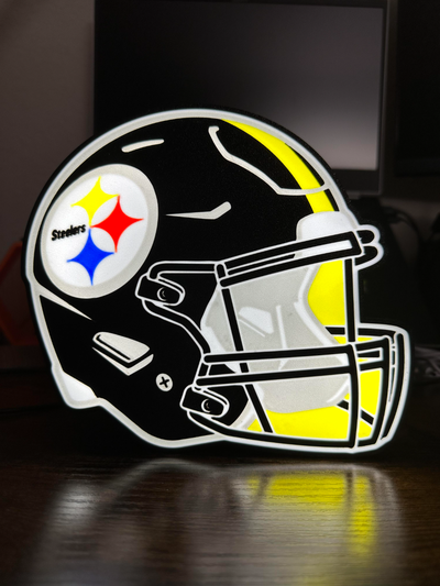 ladrões caixa luz by nerd gênio coletivo arte sinais logotipos siderúrgico pittsburgh futebol pé bola capacete mascarar jogos equipe times esporte esportes nação super tigela superbowl nfl presente conduziu 3d print model - Mito3D