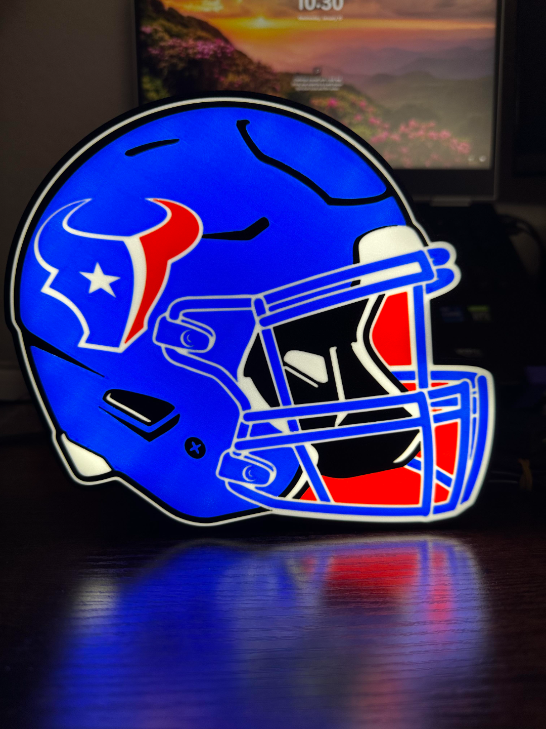 texans lightbox by geek genius collective art signs & logos houston texan texas lone star sport sports football foot ball helmet mask team teams nation super bowl superbowl light box nfl gift 3D print model - Mito3D