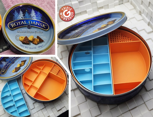 cookie box sewing kit - royal dansk danish butter cookies by triplegworkshop tools organizers organizer recycle household pin storage toolbox repair button safety organization thread house clothes classic needles sew essential tin 3d print model - Mito3D