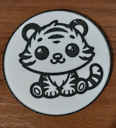 tigre coaster by créations personnalisées art 2d thé café boisson bière animal 3d print model - Mito3D