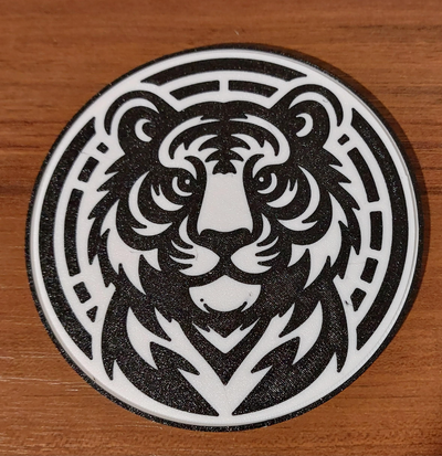 tigre coaster by créations personnalisées art 2d bière thé boisson animal café 3d print model - Mito3D