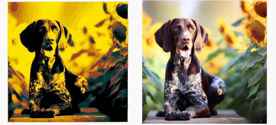 deutsche short haired zeiger sonnenblumen by druckencnp kunst 2d hund geschwindigkeit kurzhaarige blume sonnenblume liebhaber porträt malerei foto farbton schmiede sonnenschein niedlich schwarz gelb mauer 3d print model - Mito3D