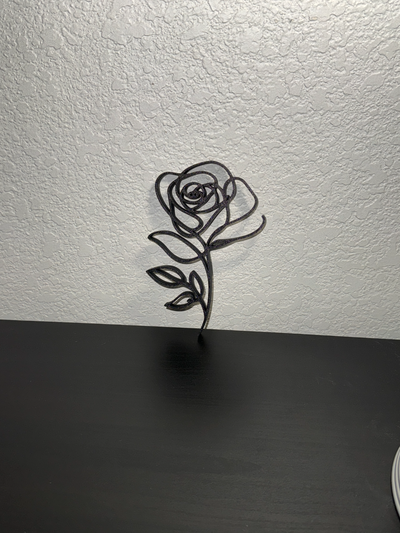 rose decor flowing wall art by visions built household 2d a1 decoration 3d print model - Mito3D