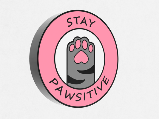 stay pawsitive lightbox by valeria momo & mattia art signs logos positive light lamp led cat cute frame hangable wall animal paw kawaii 3d print model - Mito3D