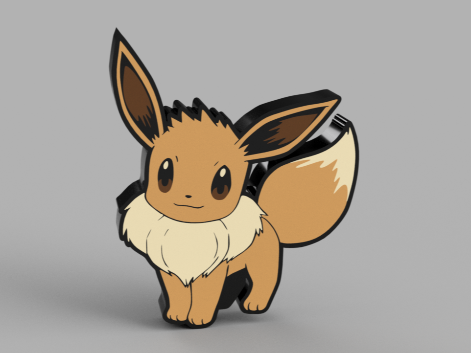 eevee leuchtkasten by sitsero kunst zeichen logos pokémon licht lampe led evolution braun mehrfarbig ams vaporeon jolteon leafeon umbreon flareon espeon sylveon glaceon normal art kind zimmer geschenk streifen sack anime animation film karikatur tv serie eeveelution japan jp nintendo ventilator mauer montierbar schreibtisch desktop 3D print model - Mito3D