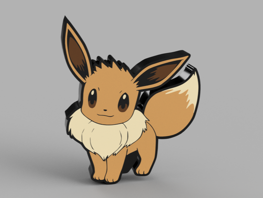 eevee caja ligera by sitsero arte señales logos pokemon ligero lámpara led evolución marrón multicolor ams vaporeon jolteon leafeon umbreon flareon espeon sylveon glaceon normal tipo niño habitación regalo tira toque anime animación película dibujos animados tv serie eeveelution japón jp nintendo ventilador pared montable escritorio 3d print model - Mito3D