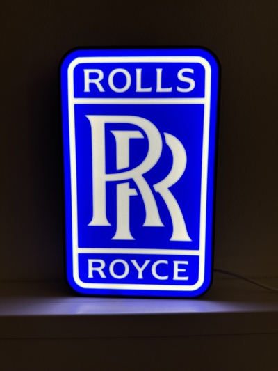 rolls royce led lightbox lampe lamp by sqdsl ger art signs & logos rollsroyce logo light box rr rolls-royce 3d print model - Mito3D