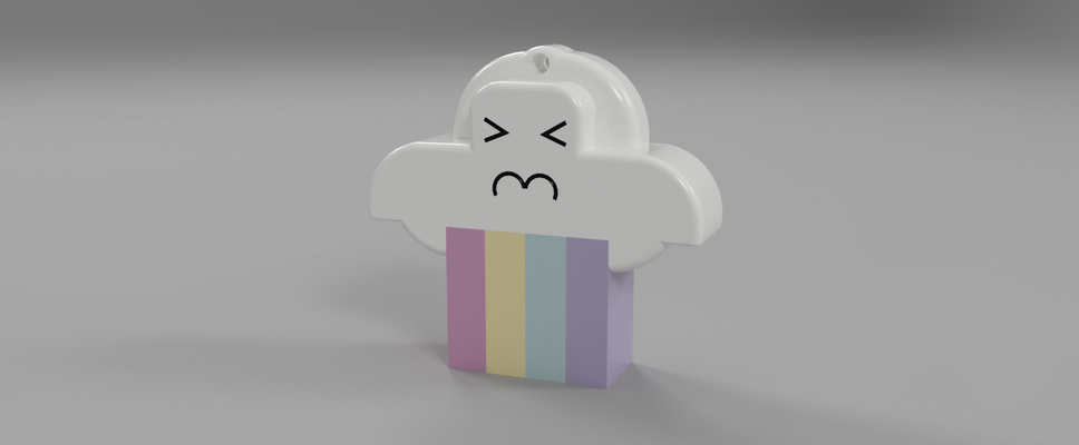 arco iris nuvem chaveiro by crafty criador arte modelos íris 3d print model - Mito3D