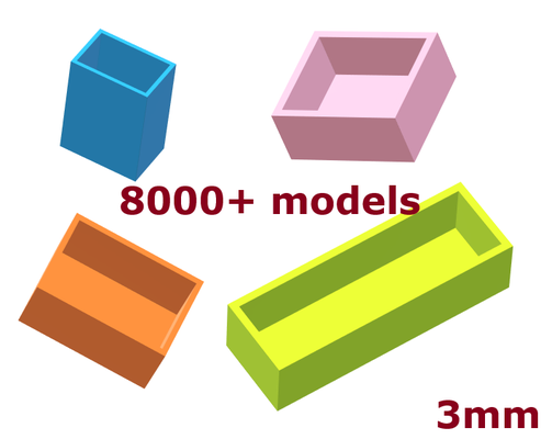 semplice scatola 8000 dimensioni 40x40x10x3 mm up to 150x150x150x3 parete spessore of 3mm by timo leggero utensili organizzatori conservazione organizzatore scatole taglia 3d print model - Mito3D